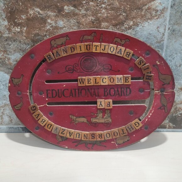 Vintage Cress Educational Board Reversible Red Oval Educational Toy - Picture 1 of 12